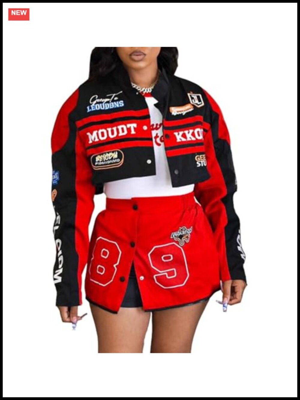 2 Piece Outfit Crop Jacket Mini Skirt Set for Club Going Out